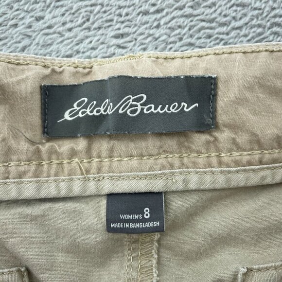 Eddie Bauer Womens Khaki Cargo Pants Size 8 Stretch Cotton Blend 5935 - Picture 3 of 9